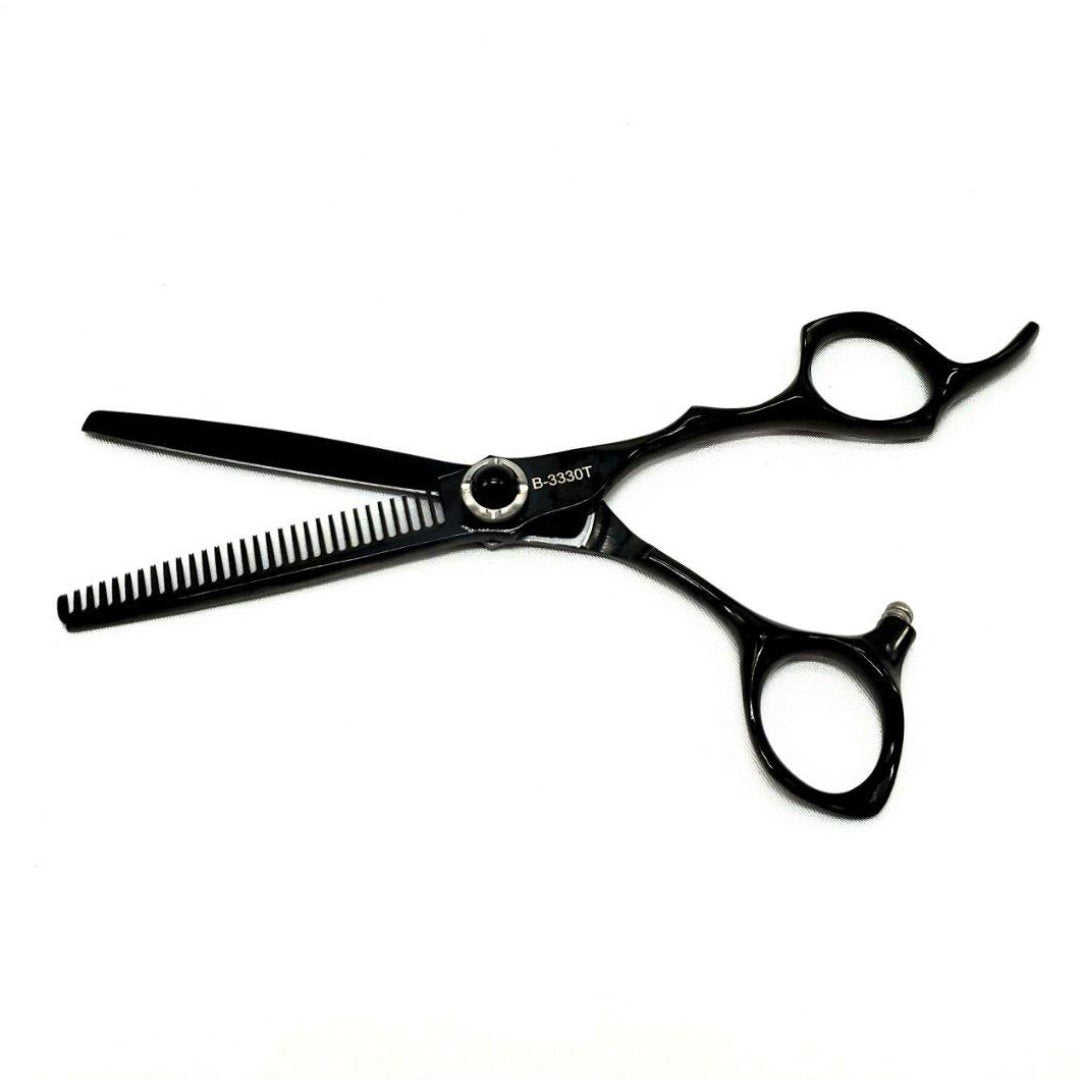 Kashi Professional Shears, Hair Cutting 6 and Thinning Shears 6 30 teeth,  Japanese Stainless Steel, Black Color b-330t-b-3360